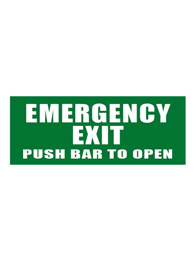 Emergency Exit Push Bar To Open - Green Sign