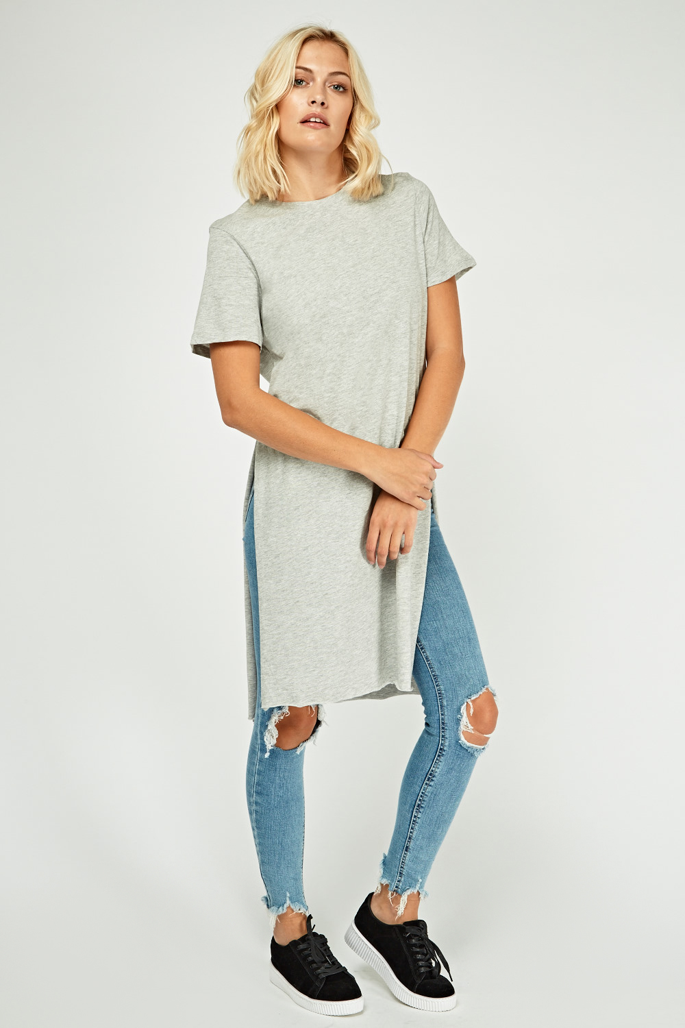 Download Side Slit Detail Long T-Shirt - Just $7