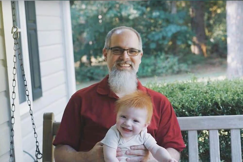 Child and older male cancer patient