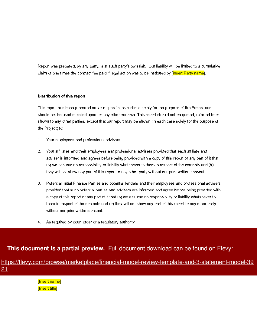 Word Template: Financial Model Review Template and 3 statement Model ...