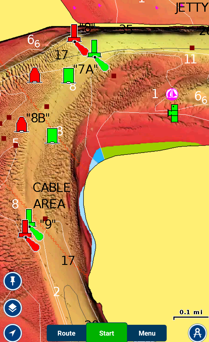 Navionics Boating App Shaded Relief Sample