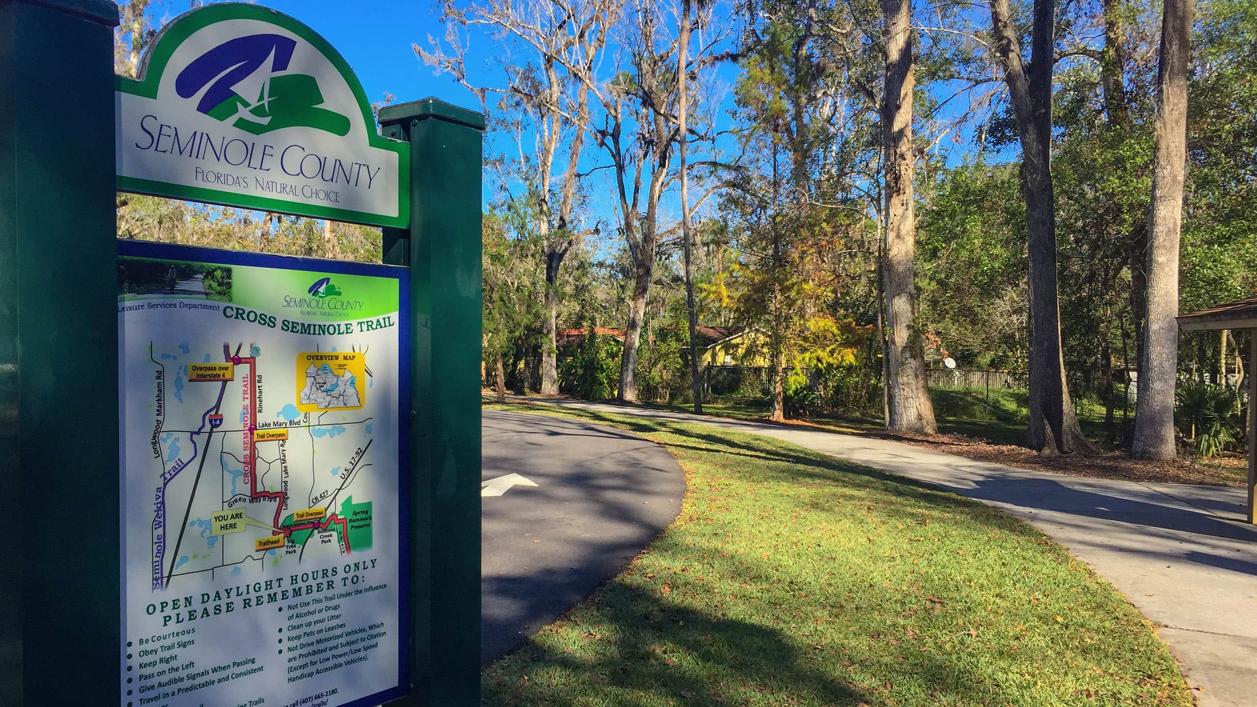 Cross Seminole Trail map at Big Tree Park