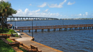 River with bridges over it