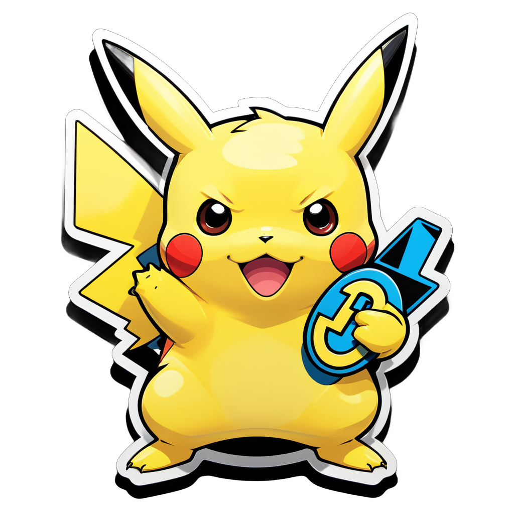 I made an AI sticker of Pikachu holding the Replicate logo