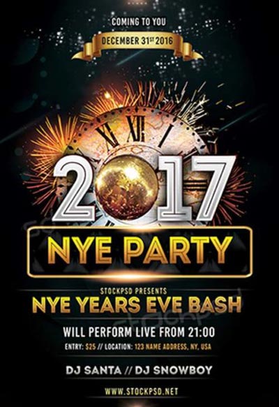 Best 30 Free Flyer Templates for New Year Party Events for free download