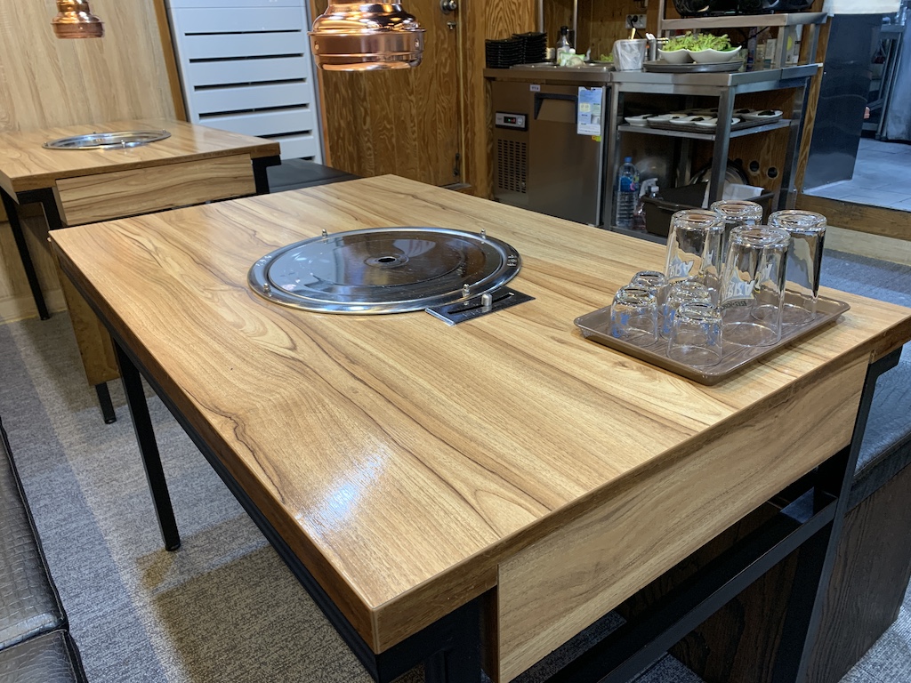 a table with plates and glasses on it