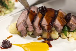 Pork Chops with Blackberry Port Sauce.