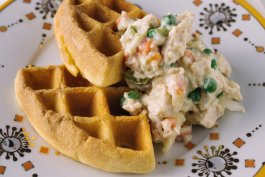 Creamed Chicken and Cornbread Waffles