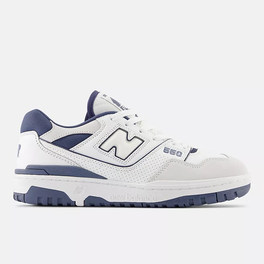 90s shoe and fashion trends, New Balance Men's 550 in "White With Vintage Indigo."