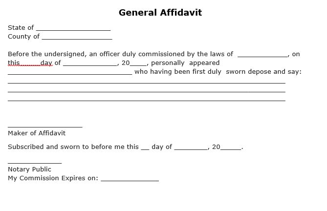 General Affidavit Template