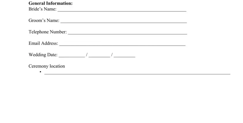 Filling out section 1 of wedding flowers order form