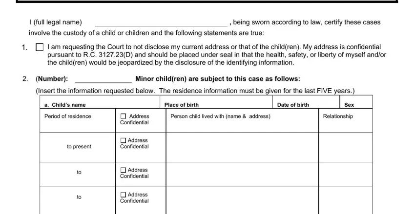 Address Confidential, Address Confidential, and being sworn according to law in Form 10 01 F