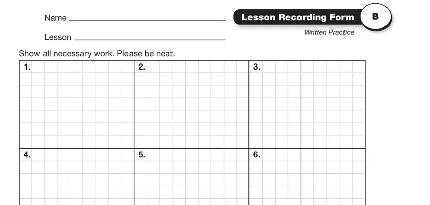 Filling in segment 1 in saxon recording form