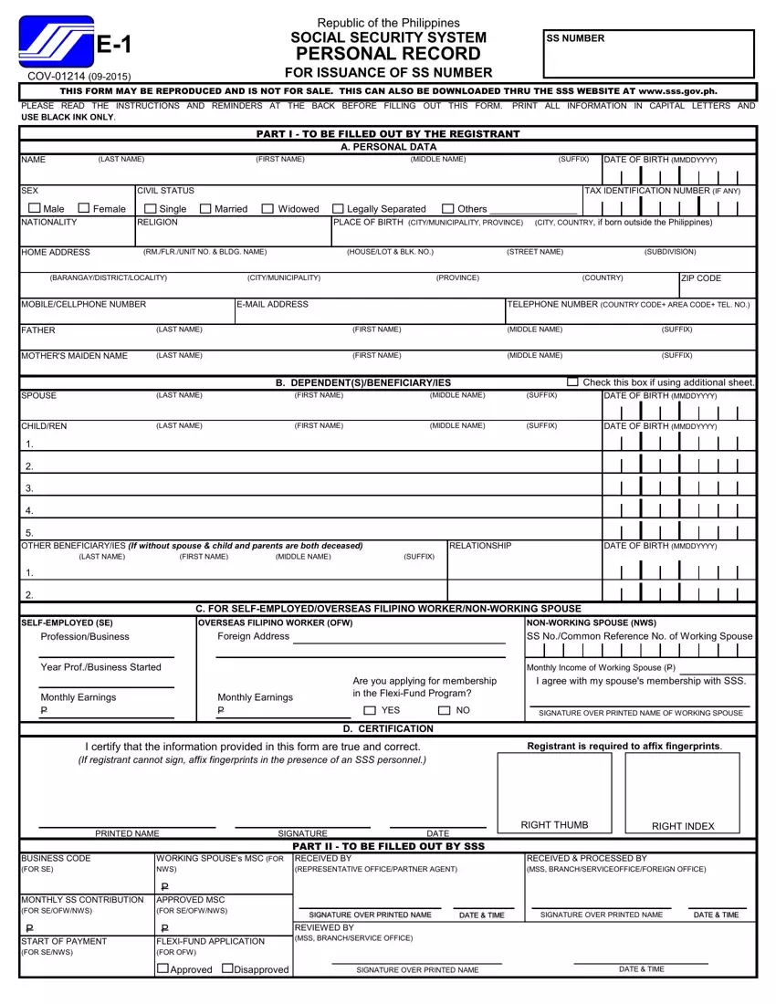 Sss Online Registration E1 ≡ Fill Out Printable PDF Forms Online