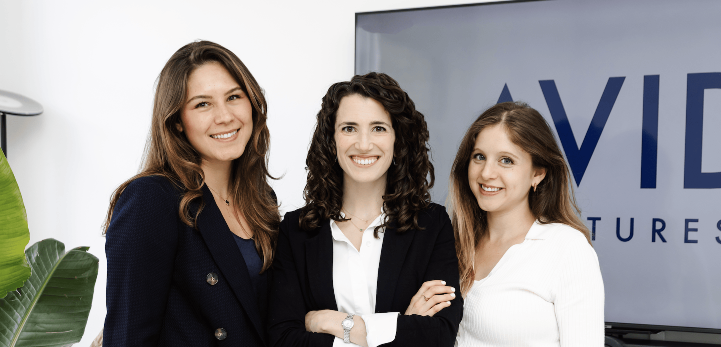 Avid Ventures investing team, left to right: Irene Gendelman, Addie Lerner, and Tali Miller.