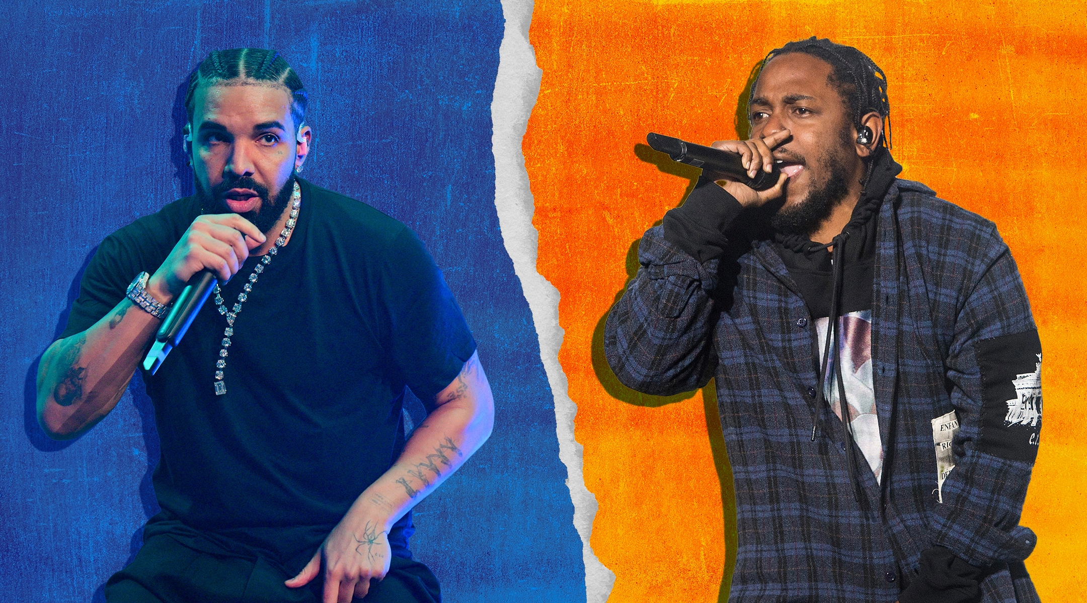 The rappers Drake, left, and Kendrick Lamar have been trading insults in a series of songs that have aroused commentary far beyond the music. 