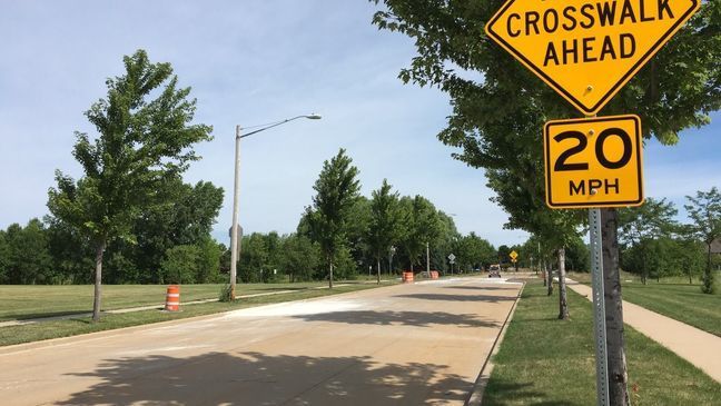 The Apple Creek Trail crossing at Providence Avenue in Appleton opened its raised crosswalk, July 25, 2018. (Photo courtesy of the city of Appleton)