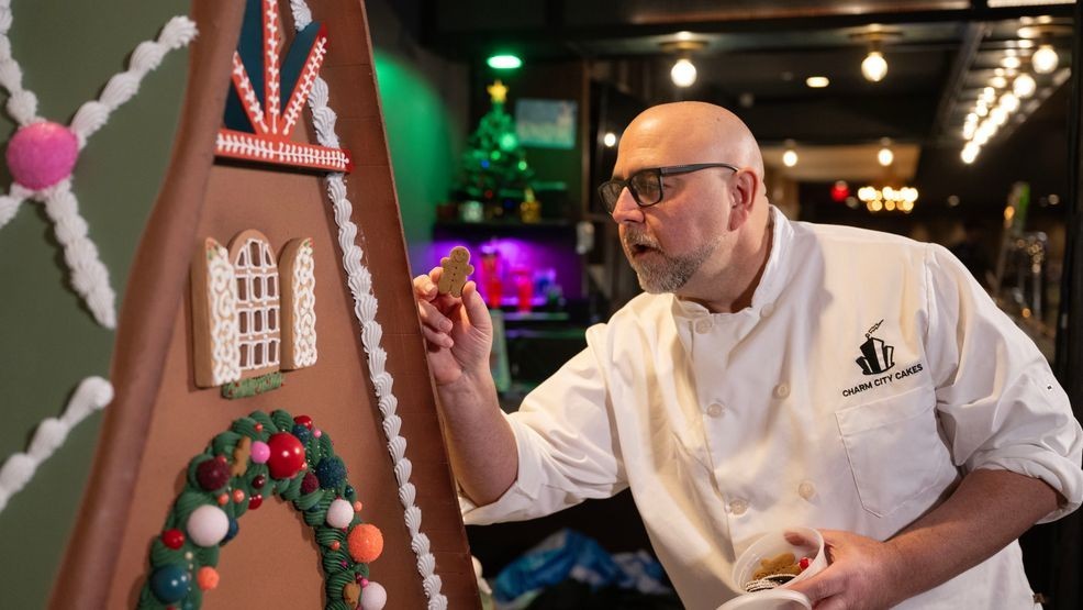 Duff Goldman unveils gingerbread lodge at Great Wolf Lodge Maryland for charity challenge (Great Wolf Lodge Maryland)