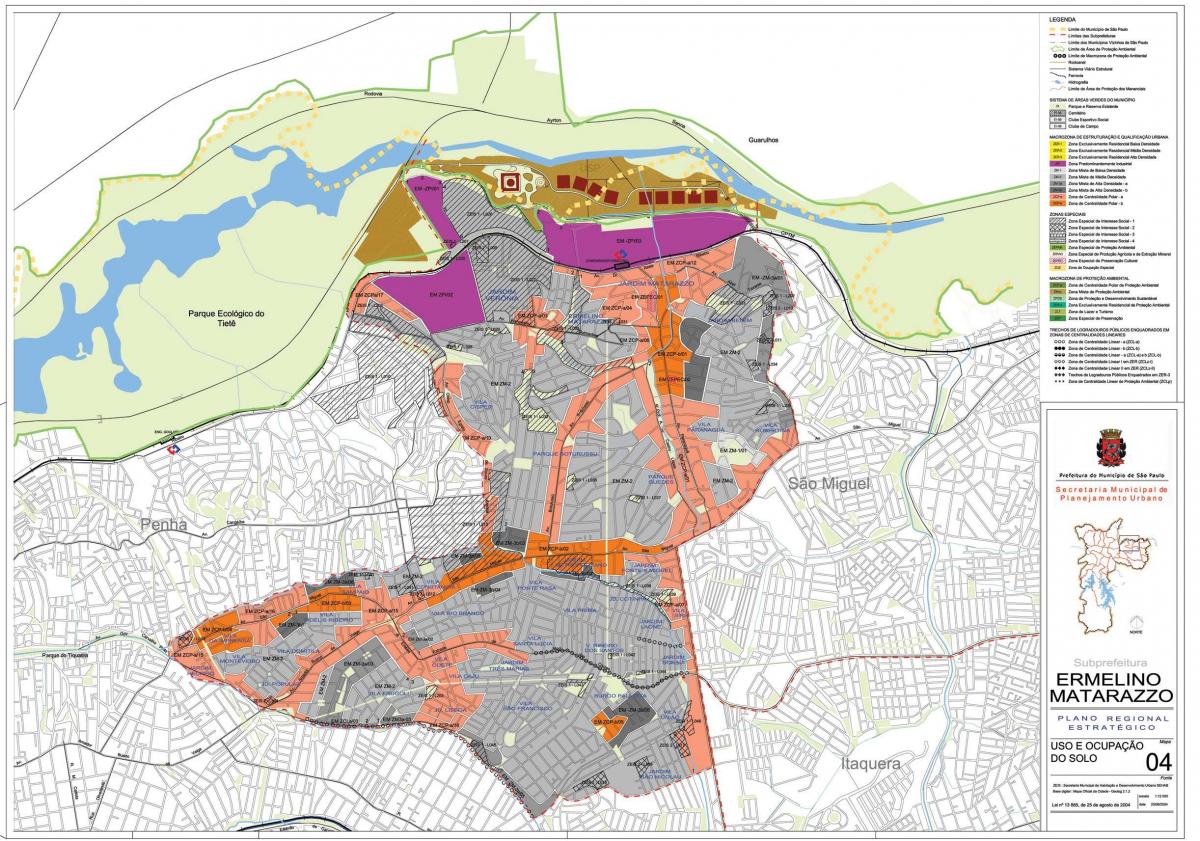 Carte Ermelino Matarazzo São Paulo - Occupation du sol