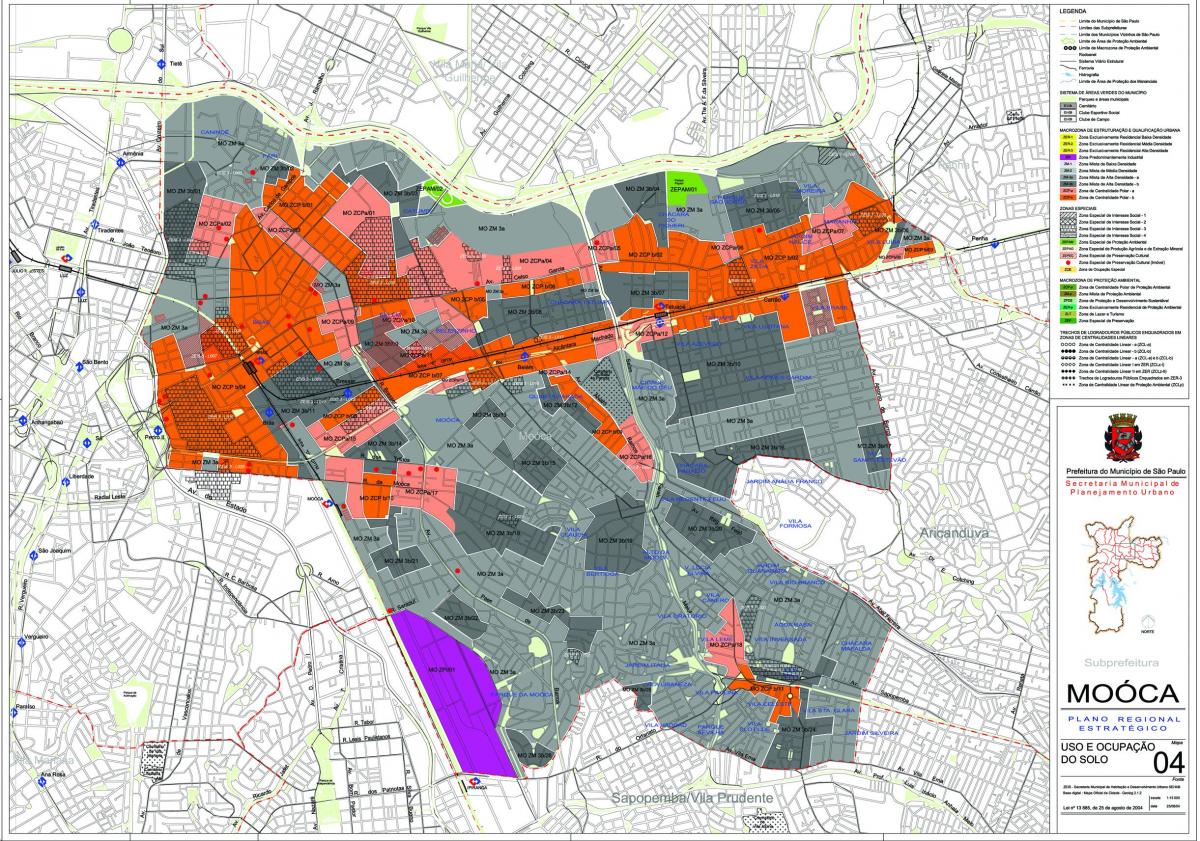 Carte Mooca São Paulo - Occupation du sol