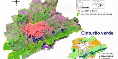 Carte de la réserve de biosphère de la ceinture verte de São Paulo