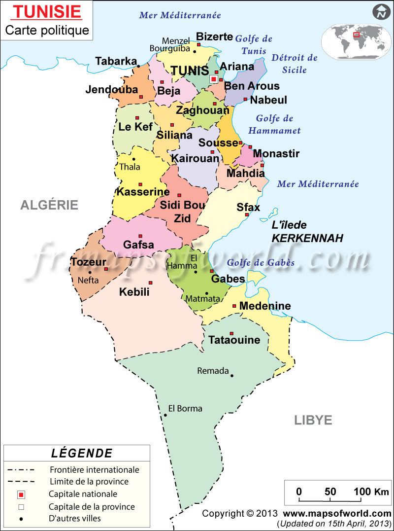 carte de tunisie