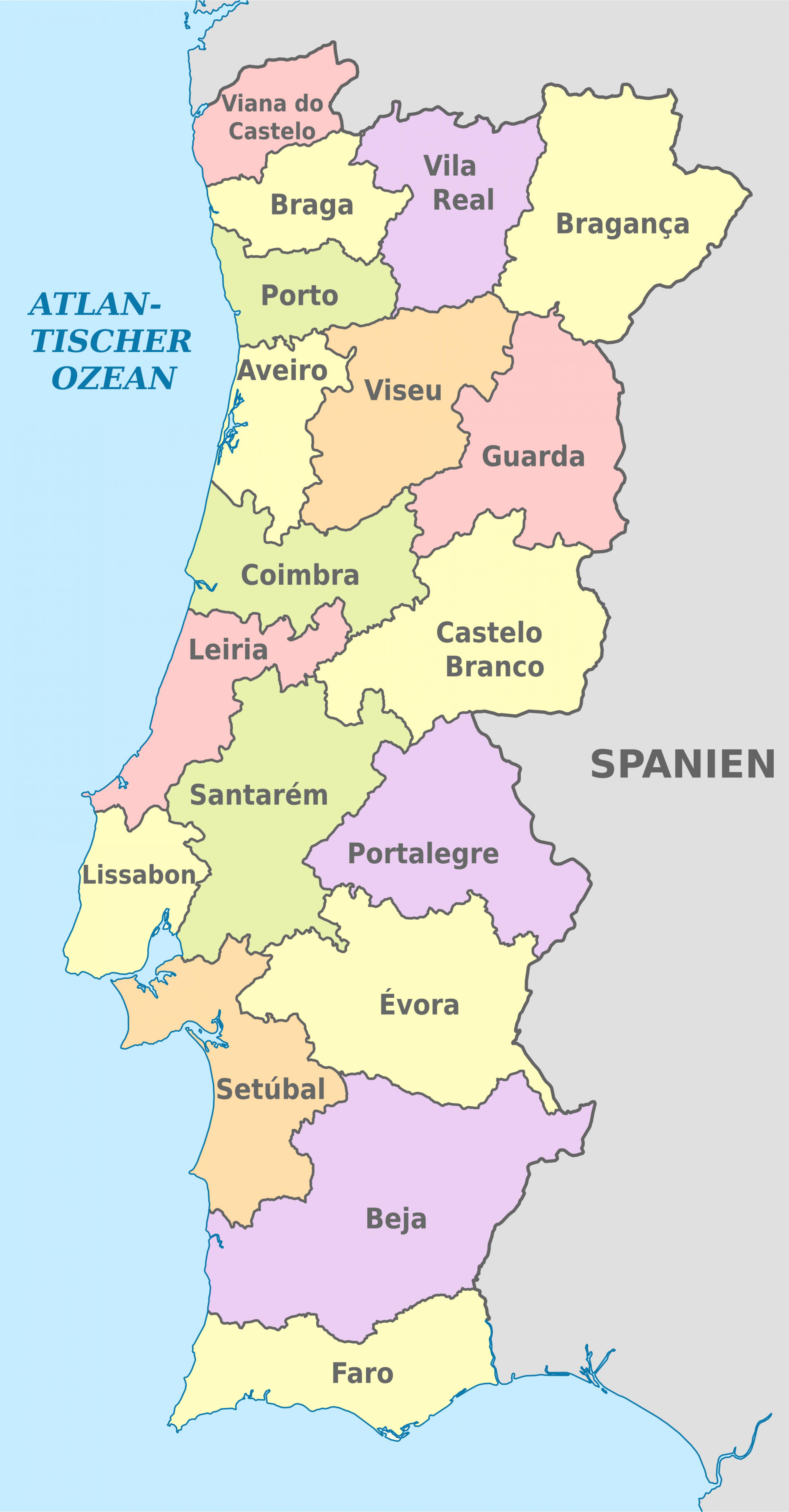 Carte des régions du Portugal : carte politique et nationale du Portugal