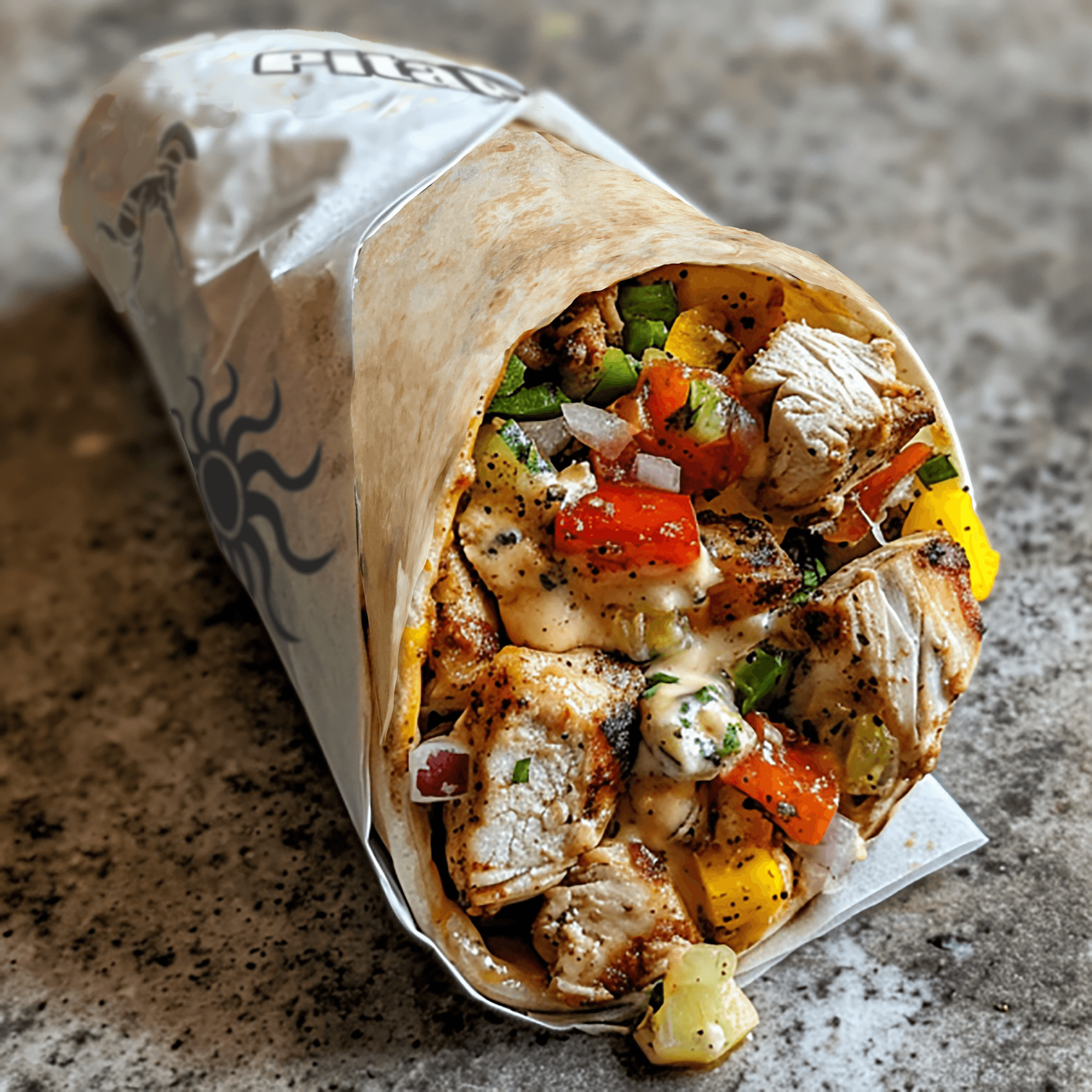 A mediterranean chicken pita