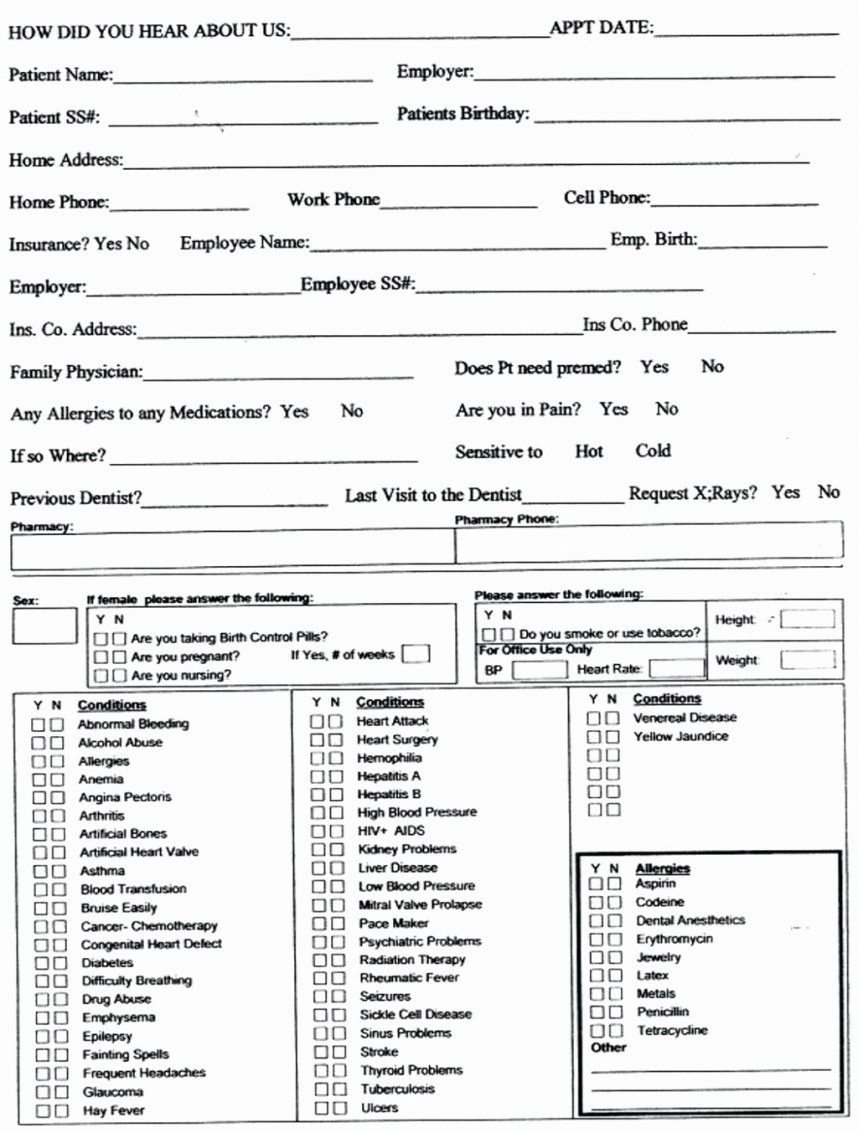 Free Printable Personal Medical History Forms - Printable Forms Free Online