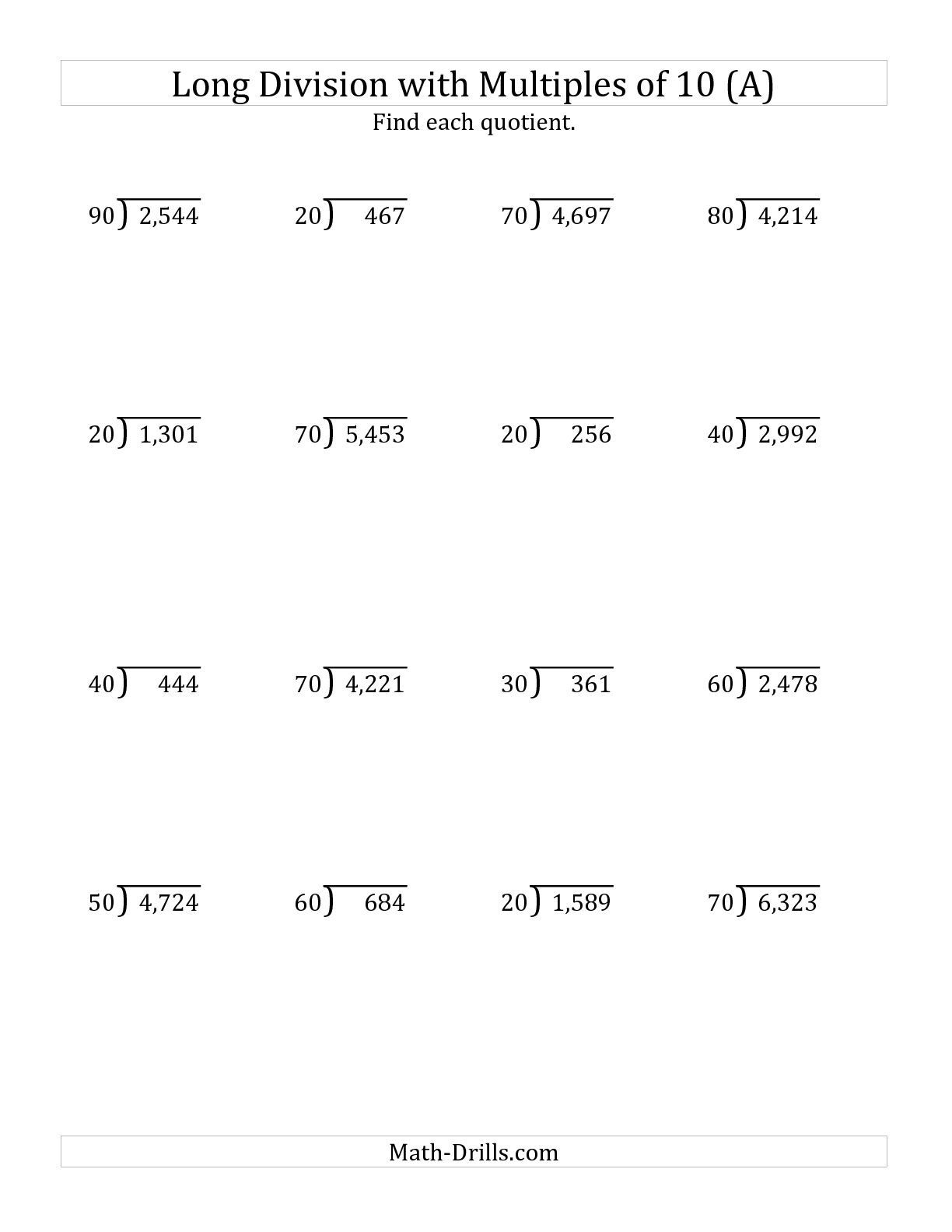 Printable Long Division Worksheets