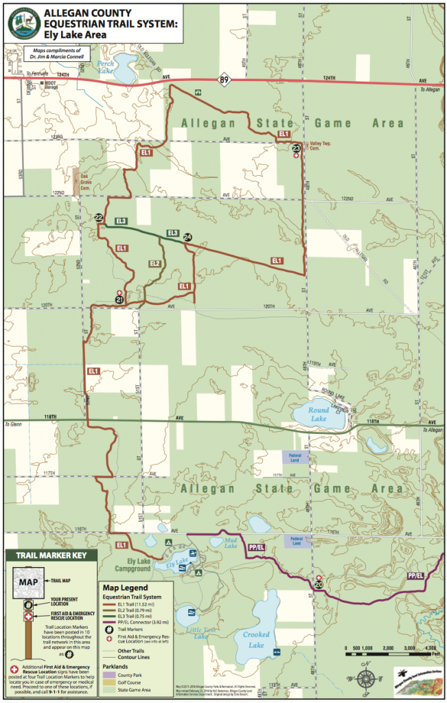 Ely Lake - Trailmeister with Allegan State Game Area Trail Map