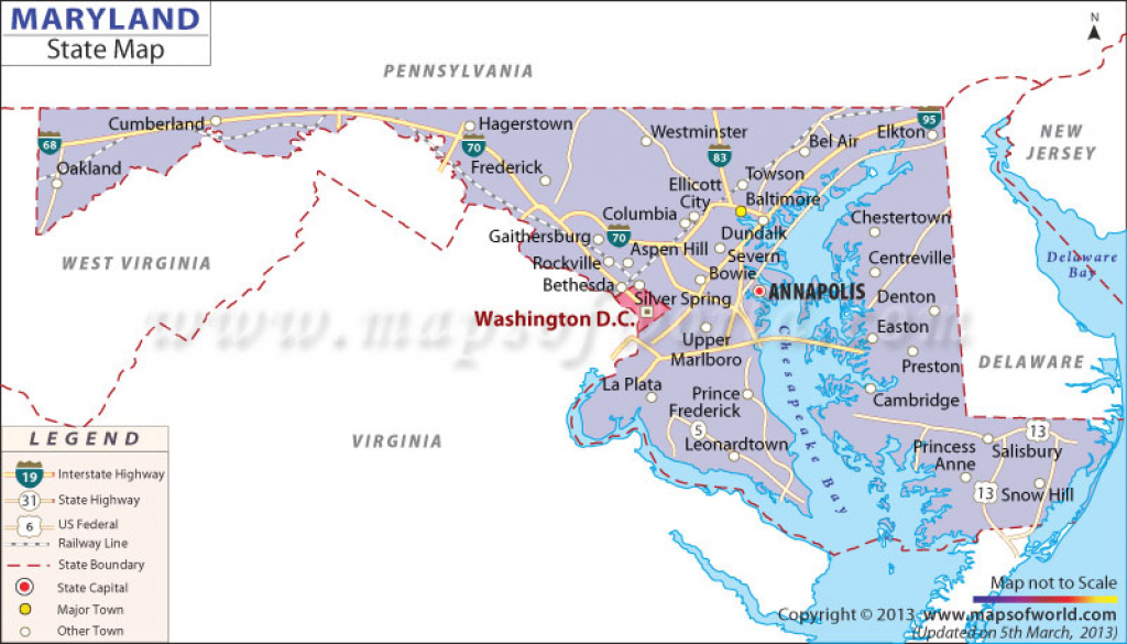 Maryland State Map in Map Of Maryland And Surrounding States