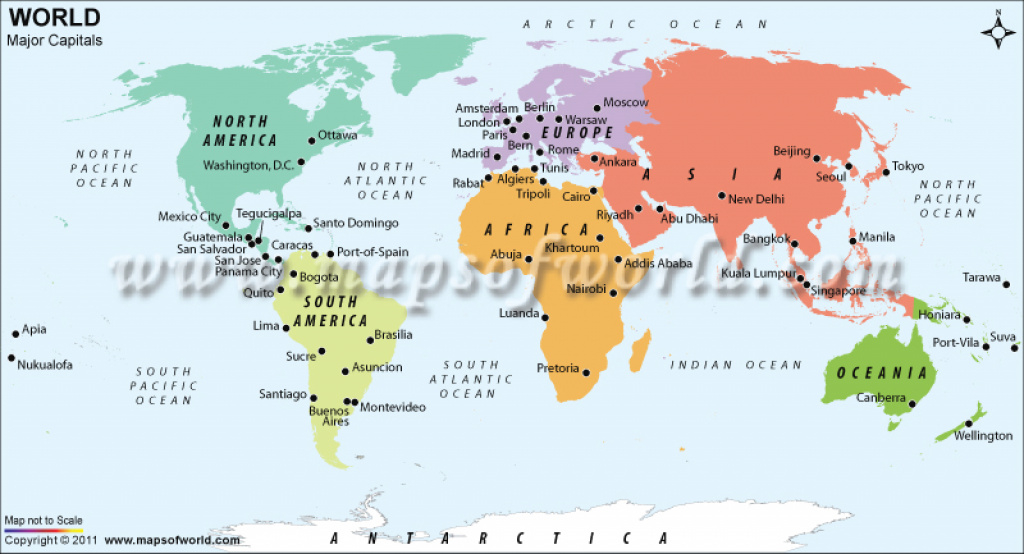 World Major Capitals within World Map With States And Capitals