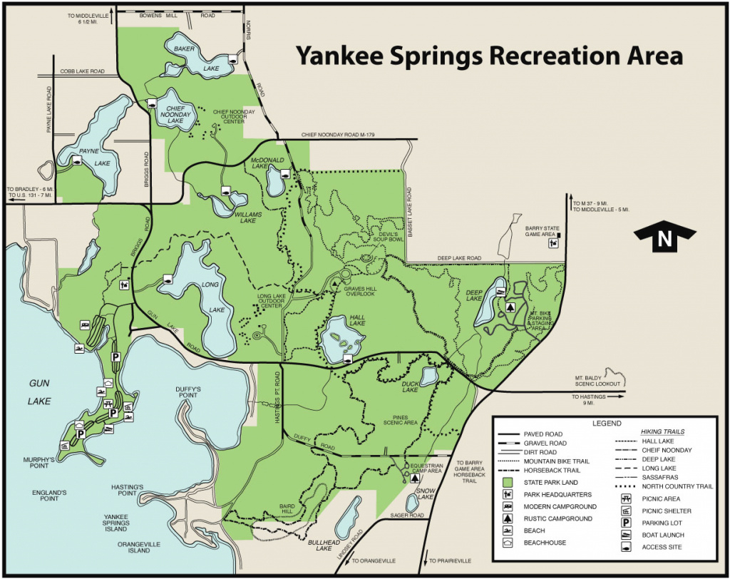 Yankee Springs State Recreation Areamaps &amp;amp; Area Guide - Shoreline within Allegan State Game Area Trail Map