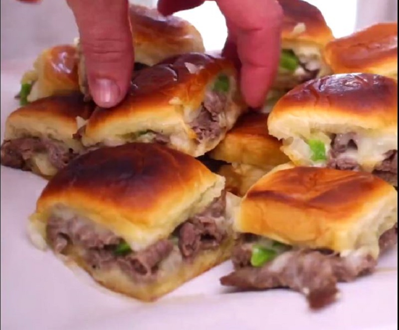 Philly Cheesesteak Sliders on King's Hawaiian Rolls Recipe