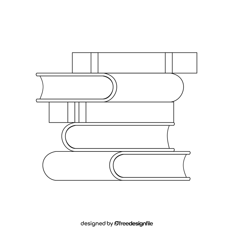 Stack of books black and white clipart