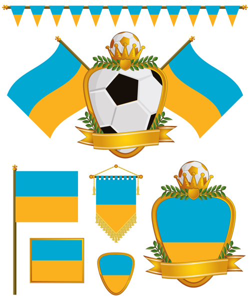 Download football flag elements vector set 04 free download