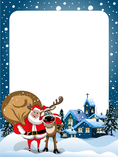 Christmas frame and santa claus vector material