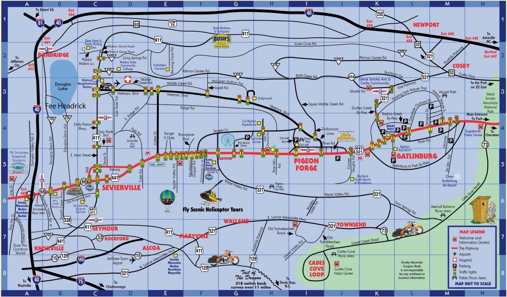 Smokymountaincouponbook Pigeon-Forge-Gatlinburg-Map | Pa Trip In - Printable Map Of Pigeon Forge Tn