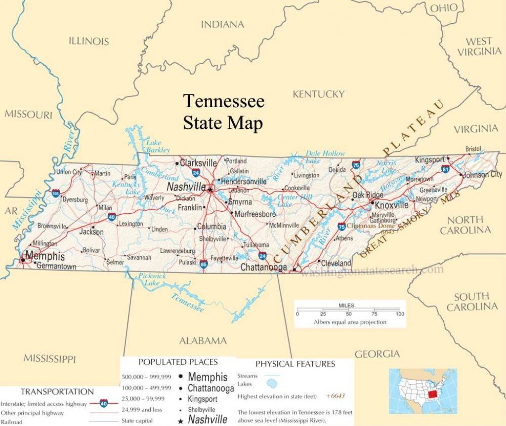 Tennessee Pictures | Tennessee State Map - A Large Detailed Map Of - Printable Map Of Pigeon Forge Tn