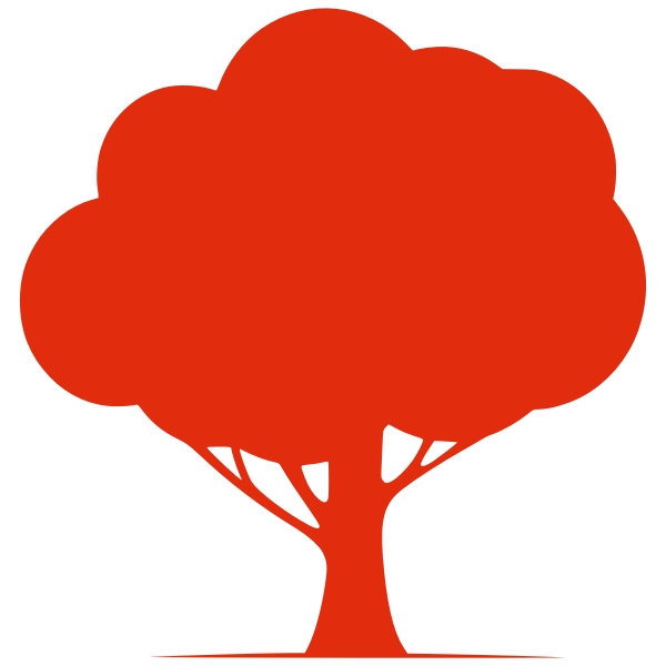 Red silhouette vector graphics of a tree