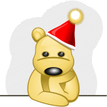 Vector clip art of sad teddy bear with red hat