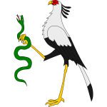 Secretary bird holding a snake