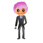 Suited dude with violet hair