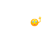 Vector drawing of yellow hand waving smiley