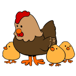 Hen and Chicks cartoon style vector