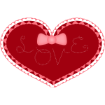 Valentines Day heart with lace and love stitched on it vector image