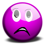 Vector clip art of purple anxious smiley