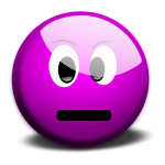 Vector graphics of purple disagreeing smiley