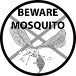 Vector image of label with mosquito warning